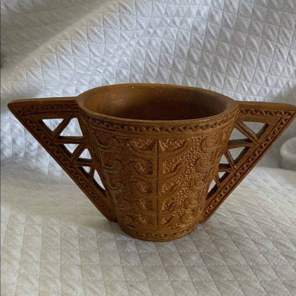 Vintage Hand-Carved Yugoslavian Wedding Cup Mid-Century Folk Art Shepherd’s Cup